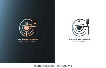 Café and Restaurant logo with spoon and fork icon, modern concept EPS10 file. 