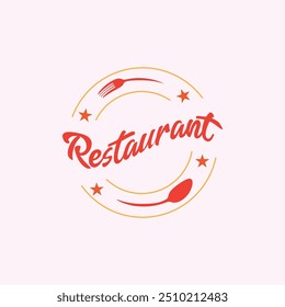  Logotipo do restaurante com colher e garfo ícone, conceito moderno, logotipo do restaurante, logotipos vintage. logotipo da comida, logotipo do restaurante de luxo real. Crachá de estilo árabe. Alimentos halal, logotipos de cozinha, faca e prato