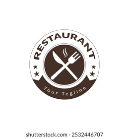 Logotipo do restaurante com colher e garfo ícone, conceito moderno de linhas. Logotipo do restaurante, logotipo da janta vintage, logotipo do restaurante de luxo real. Crachá de estilo árabe. Comida halal, logotipos de cozinha, elementos de restaurante
