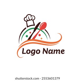 Restaurant logo with spoon and fork icon, modern concept of lines, Restaurant logo