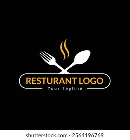 Restaurant logo with spoon and fork icon, modern concept of lines. Restaurant logo, vintage dine logo, royal luxury restaurant logo. Arabian style badge. Halal food, cooking logos