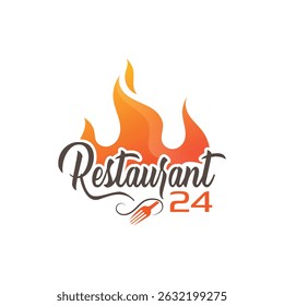 Restaurant-Logo mit Löffel und Gabel-Symbol, modernes Konzept der Linien. Restaurant-Logo, Vintage-Dine-Logo, Royal Luxus Restaurant-Logo. Abzeichen im arabischen Stil. Halal Food