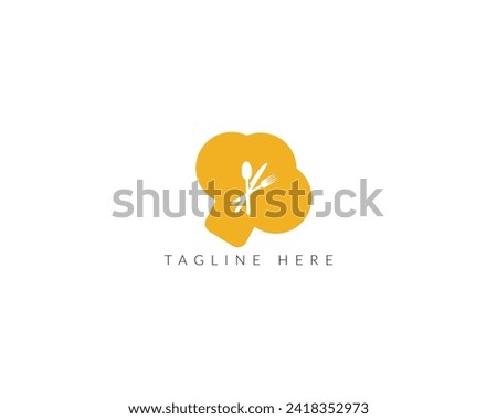 Restaurant logo with spoon and fork icon, modern concept of lines victor design.
