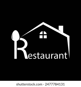 restaurant logo with spoon icon on black background