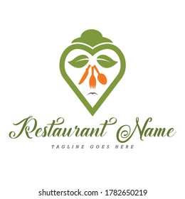 Restaurant Logo with Spoon, Knife and Fork. Restaurant Logo Vector Icon Symbol Template. Food Service Vector Logo Design