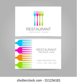Restaurant logo. Template design. The concept of corporate style restaurants serving international cuisine. An example of a business card.