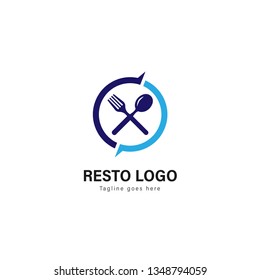 Restaurant logo template design. Restaurant logo with modern frame isolated on white background