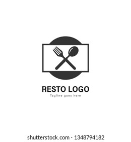 Restaurant logo template design. Restaurant logo with modern frame isolated on white background