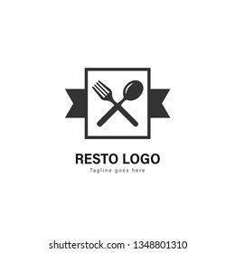 Restaurant logo template design. Restaurant logo with modern frame isolated on white background