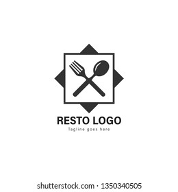 Restaurant logo template design. Restaurant logo with modern frame isolated on white background