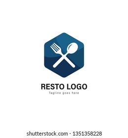 Restaurant logo template design. Restaurant logo with modern frame isolated on white background