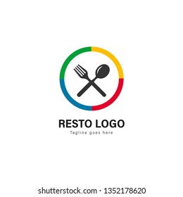 Restaurant logo template design. Restaurant logo with modern frame isolated on white background