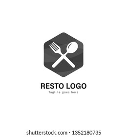 Restaurant logo template design. Restaurant logo with modern frame isolated on white background