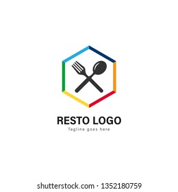 Restaurant logo template design. Restaurant logo with modern frame isolated on white background