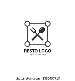 Restaurant logo template design. Restaurant logo with modern frame isolated on white background