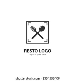 Restaurant logo template design. Restaurant logo with modern frame isolated on white background