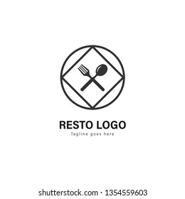 Restaurant logo template design. Restaurant logo with modern frame isolated on white background