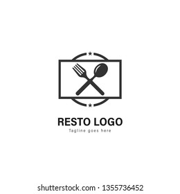 Restaurant logo template design. Restaurant logo with modern frame isolated on white background