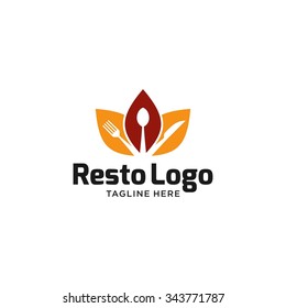 Restaurant Logo Template. Modern green and natural restaurant logo design template