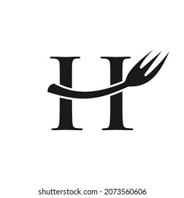 Plantilla De Logotipo De Restaurante En La Letra H. Diseño del logotipo del restaurante Carta H