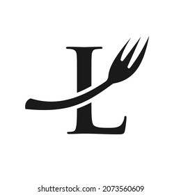 Restaurant Logo Template On Letter L. Letter L Restaurant Logo Sign Design