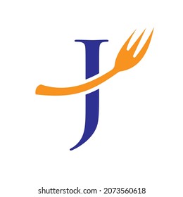 Restaurant Logo Template On Letter J. Letter J Restaurant Logo Sign Design