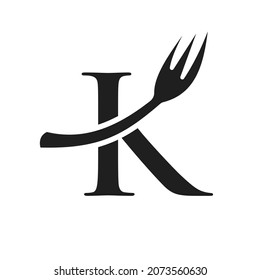 Restaurant Logo Template On Letter K. Letter K Restaurant Logo Sign Design