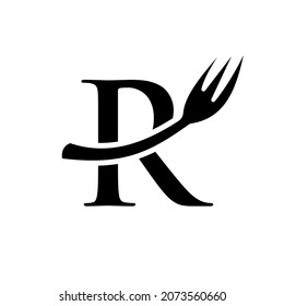 Restaurant Logo Template On Letter R. Letter R Restaurant Logo Sign Design