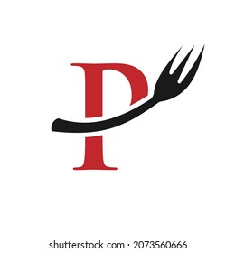 Restaurant Logo Template On Letter P. Letter P Restaurant Logo Sign Design