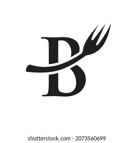 Restaurant Logo Template On Letter B. Letter B Restaurant Logo Sign Design