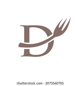Restaurant Logo Template On Letter D. Letter D Restaurant Logo Sign Design