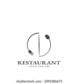 restaurant logo template premium with spoon and fork vector eps 10