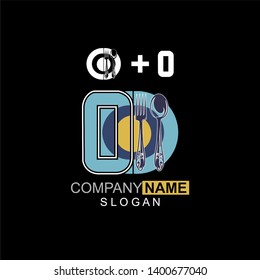 Restaurant Logo Template, Spoon, Fork and Plate Letter O, Company Name Initial Logo Design - Vector