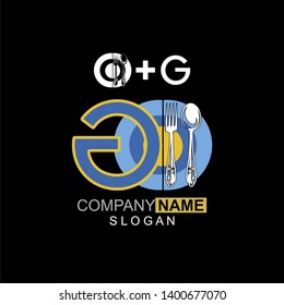 Restaurant Logo Template, Spoon, Fork and Plate Letter c, Company Name Initial Logo Design - Vector