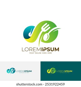Diseño de Plantilla, cuchara y tenedor del logotipo del restaurante