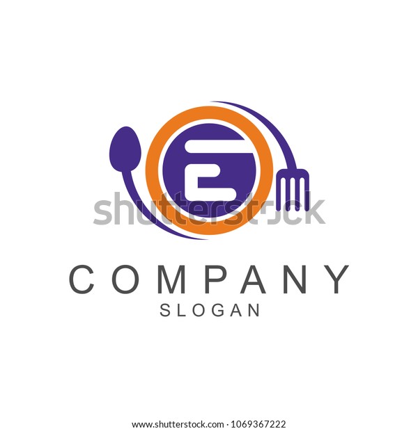 Restaurant Logo Template Spoon Fork Plate Stock Vector Royalty Free