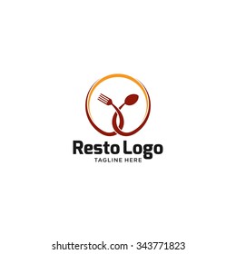 Restaurant Logo Template. Unique Spoon and Fork logo design template