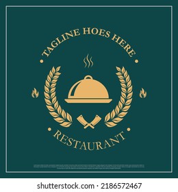 Restaurant Logo template, Restaurant logo vector, logo design, vector, template, design, background, professional, creative, knives, fire, icons, identity, business, yellow, steam, restaurant