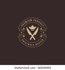 Restaurant Logo Template. Vector Design Element Vintage Style for Logotype, Label, Badge Menu Design. Restaurant Logo, Knifes Logo, Crown Logo, Cafe Logo, Restaurant Sign, Food Logo, Vintage Logo.