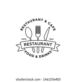 Restaurant logo template vector object for logotype or badge Design