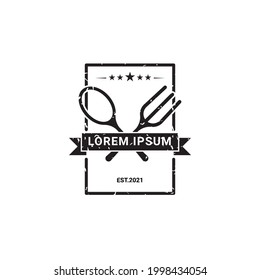 restaurant logo, there are elements of spoon, and fork