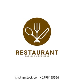 restaurant logo, there are elements of spoon, fork, and knife