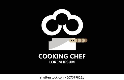 ILUSTRACIÓN DE LOGO CON UN CHEF QUE CONCEPTA DE 3 CÍRCULOS Y UN CUCHILLO QUE SIGNIFICA UN CHEF LÍDER CON HABILIDADES DE COCINA
