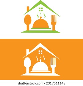 Restaurant logo with in vector file.  Restaurant icon design. Restaurant initial alphabet logo design. Green orange logo design. Restaurant in vector file. 