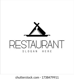 Restaurant logo, Vector illustration restaurant logo template,  initial RESTAURANT with  knife and white background