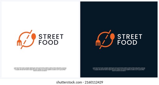 restaurant logo vector, street food icon with fork and spoon illustration