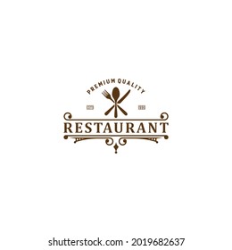 restaurant logo in vintage style on white background