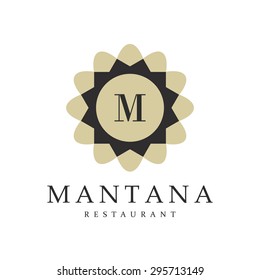 restaurant logo. vintage style with ornament isolated. vector illustration