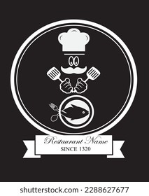 Restaurant logo.It's made by two colors black and white.