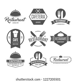 Restaurant Logos, Badges and Labels Design Elements set in vintage style